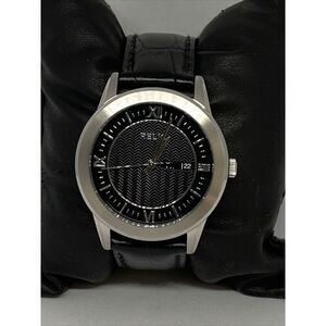 Relic ZR77267 Men's Black Leather Black Analog Dial Quartz Genuine Watch LW118